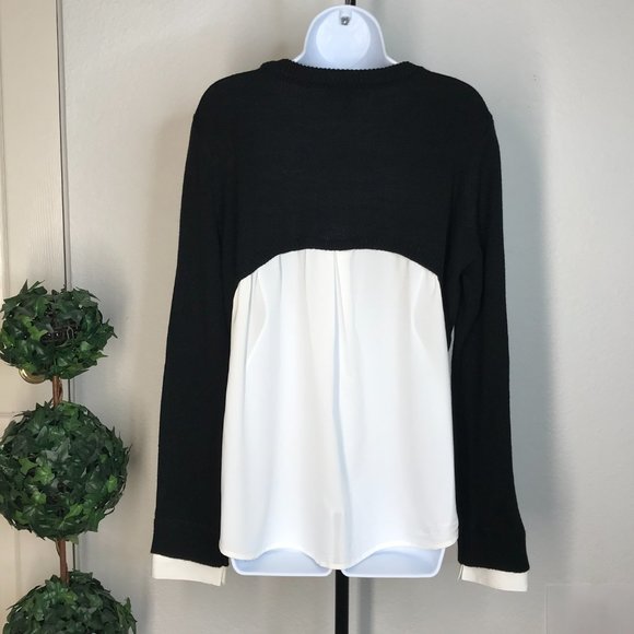 🚦Olivia Sky L/S Sweater w/ Fabric Back | Black/White | Large - Picture 2 of 11